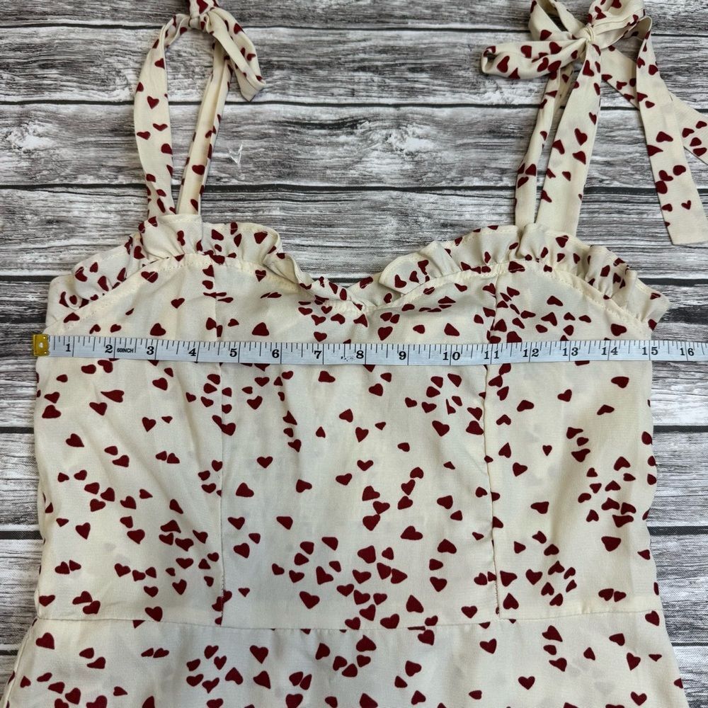 Heart Print Sweetheart Neck Tie Shoulder Dress Women’s Size S - Picture 8 of 13